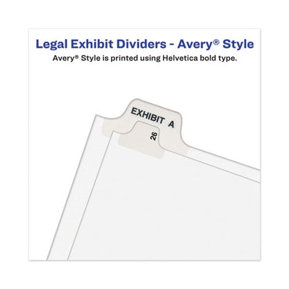 Avery-style Preprinted Legal Bottom Tab Divider, 26-tab, Exhibit A, 11 X 8.5, White, 25/pk