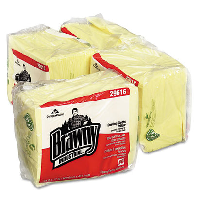 Dusting Cloths Quarterfold, 17 X 24, Unscented, Yellow, 50/pack, 4 Packs/carton