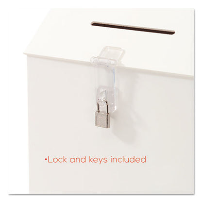 Suggestion Box Literature Holder With Locking Top, 13.75 X 3.63 X 13.94, Plastic, White, Ships In 4-6 Business Days