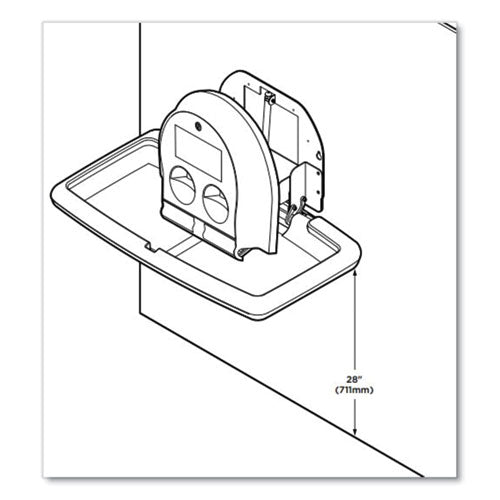 Baby Changing Station, Wall Horizontal Mount, 36.5 X 21.25, Gray