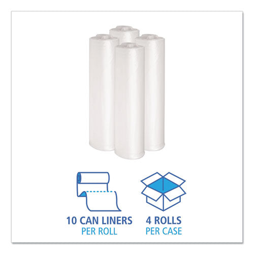 Recycled Low-density Polyethylene Can Liners, 33 Gal, 1.1 Mil, 33" X 39", Clear, 10 Bags/roll, 10 Rolls/carton