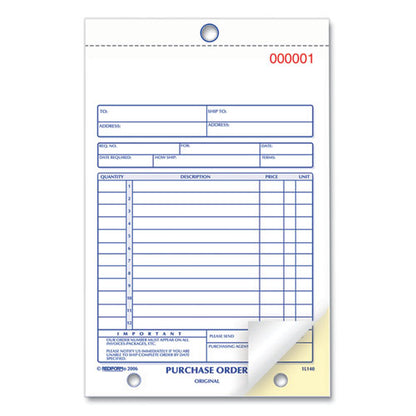 Purchase Order Book, 12 Lines, Two-part Carbonless, 5.5 X 7.88, 50 Forms Total