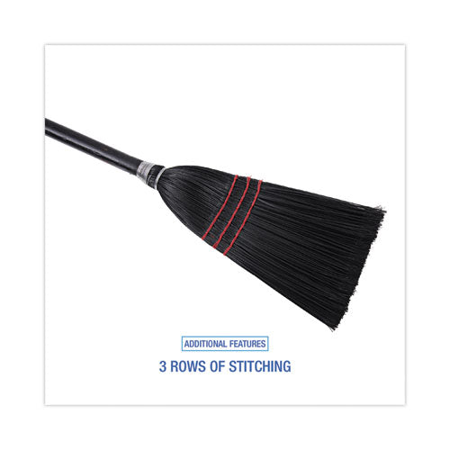 Flag Tipped Poly Lobby Brooms, Flag Tipped Poly Bristles, 38" Overall Length, Natural/black, 12/carton