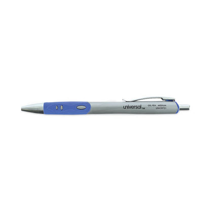 Comfort Grip Gel Pen, Retractable, Medium 0.7 Mm, Blue Ink, Gray/blue/silver Barrel, Dozen