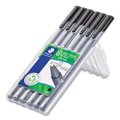 Triplus Fineliner Marker Pen, Stick, Fine 0.3 Mm, Black Ink, Clear Barrel, 6/pack