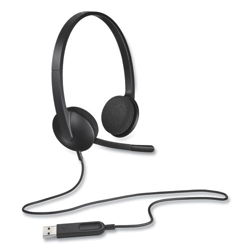 H340 Binaural Over The Head Corded Headset, Black