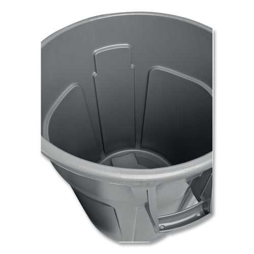 Vented Round Brute Container, 55 Gal, Plastic, Gray