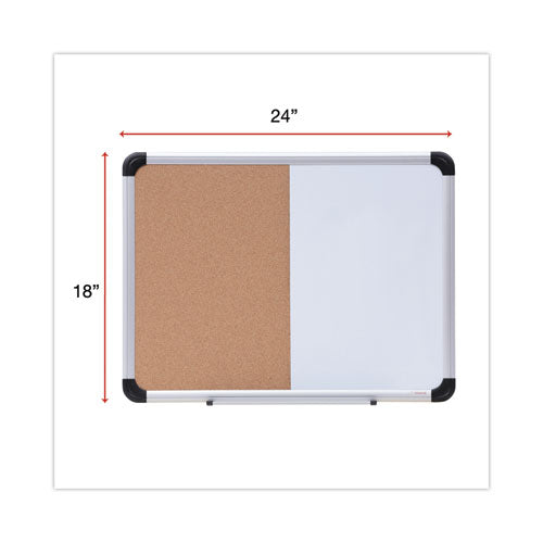 Cork/dry Erase Board, Melamine, 24 X 18, Tan/white Surface, Gray/black Aluminum/plastic Frame