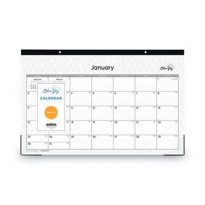 Enterprise Desk Pad, Geometric Artwork, 17 X 11, White/gray Sheets, Black Binding, Clear Corners, 12-month (jan-dec): 2024