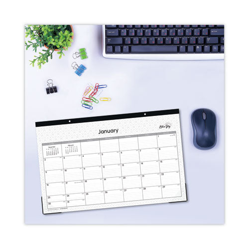 Enterprise Desk Pad, Geometric Artwork, 17 X 11, White/gray Sheets, Black Binding, Clear Corners, 12-month (jan-dec): 2024