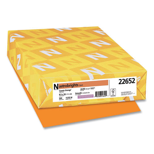 Color Paper, 24 Lb Bond Weight, 8.5 X 14, Cosmic Orange, 500/ream