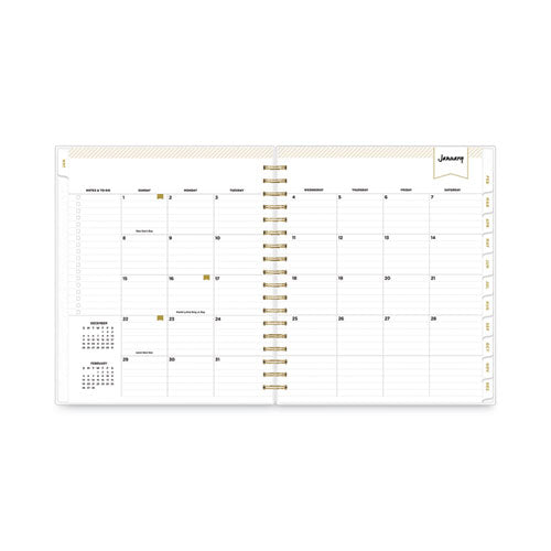 Day Designer Daily/monthly Frosted Planner, Rugby Stripe Artwork, 10 X 8, Black/white Cover, 12-month (july-june): 2023-2024