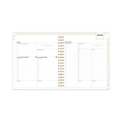 Day Designer Daily/monthly Frosted Planner, Rugby Stripe Artwork, 10 X 8, Black/white Cover, 12-month (july-june): 2023-2024