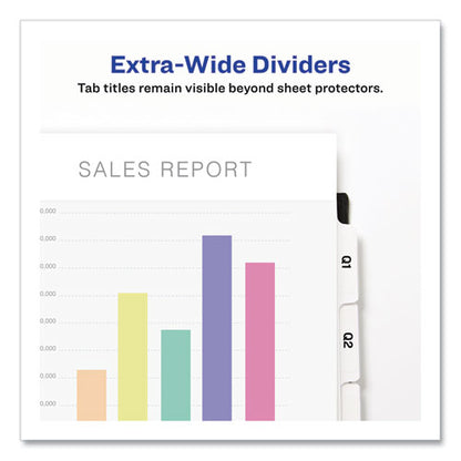 Print And Apply Index Maker Clear Label Dividers, Extra Wide Tab, 5-tab, White Tabs, 11.25 X 9.25, White, 5 Sets