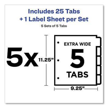 Print And Apply Index Maker Clear Label Dividers, Extra Wide Tab, 5-tab, White Tabs, 11.25 X 9.25, White, 5 Sets