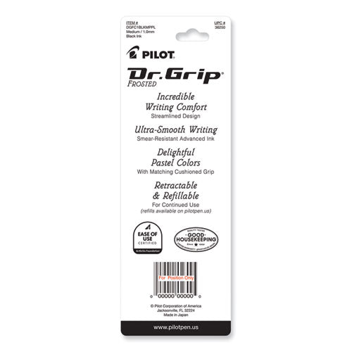 Dr. Grip Frosted Advanced Ink Ballpoint Pen, Retractable, Medium 1 Mm, Black Ink, Purple Barrel