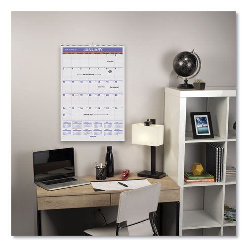 Monthly Wall Calendar With Ruled Daily Blocks, 15.5 X 22.75, White Sheets, 12-month (jan To Dec): 2024