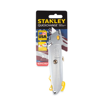 Quick-change Utility Knife With Twine Cutter And (3) Retractable Blades, 6" Metal Handle, Gray