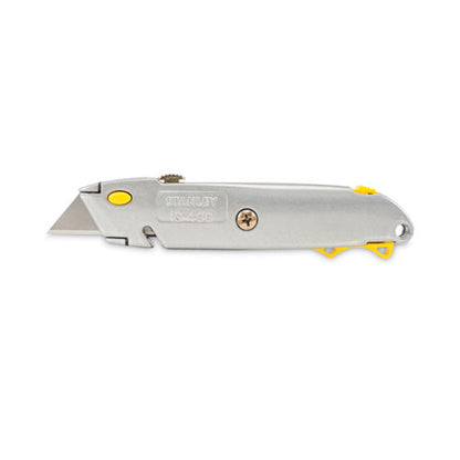 Quick-change Utility Knife With Twine Cutter And (3) Retractable Blades, 6" Metal Handle, Gray