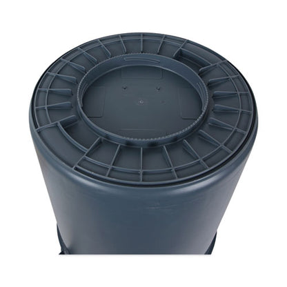 Round Waste Receptacle, 44 Gal, Plastic, Gray