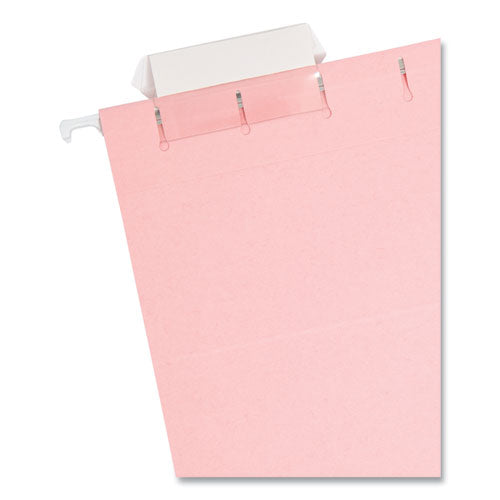 Colored Hanging File Folders With 1/5 Cut Tabs, Letter Size, 1/5-cut Tabs, Pink, 25/box