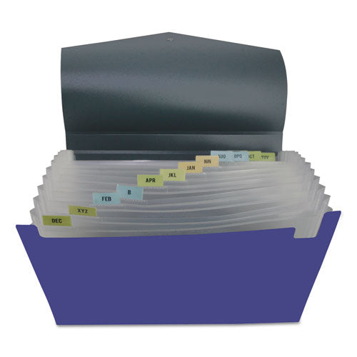 Poly Expanding Files, 13 Sections, Cord/hook Closure, 1/12-cut Tabs, Letter Size, Metallic Blue/steel Gray