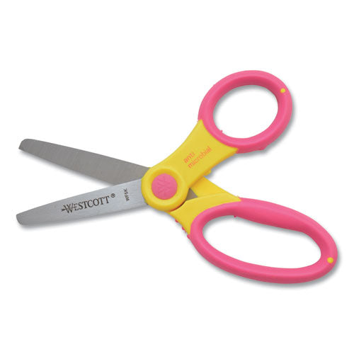 Ultra Soft Handle Scissors W/antimicrobial Protection, Rounded Tip, 5" Long, 2" Cut Length, Randomly Assorted Straight Handle