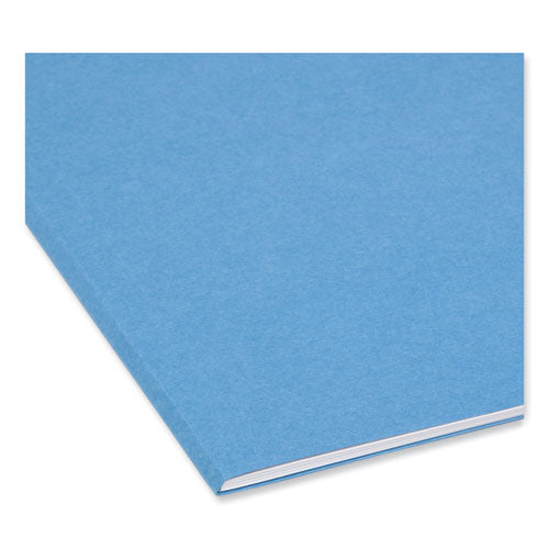 Reinforced Top Tab Colored File Folders, Straight Tabs, Letter Size, 0.75" Expansion, Blue, 100/box