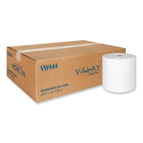 Valay Proprietary Roll Towels, 1-ply, 7" X 800 Ft, White, 6 Rolls/carton