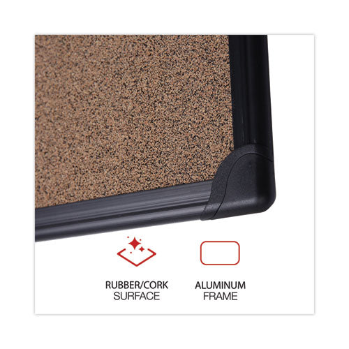 Tech Cork Board, 24 X 18, Brown Surface, Black Aluminum Frame