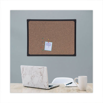 Tech Cork Board, 24 X 18, Brown Surface, Black Aluminum Frame