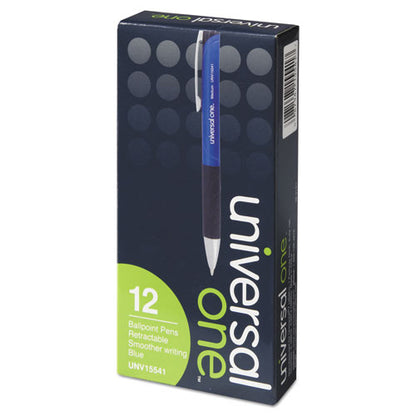 Comfort Grip Ballpoint Pen, Retractable, Medium 1 Mm, Blue Ink, Blue/black Barrel, Dozen