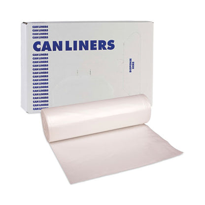 High-density Can Liners, 60 Gal, 11 Mic, 38" X 58", Natural, 25 Bags/roll, 8 Rolls/carton