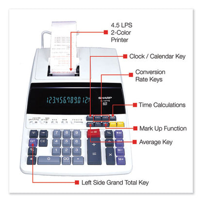 El1197piii Two-color Printing Desktop Calculator, Black/red Print, 4.5 Lines/sec