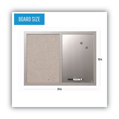 Designer Combo Fabric Bulletin/dry Erase Board, 24 X 18, Multicolor/gray Surface, Gray Mdf Wood Frame