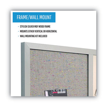 Designer Combo Fabric Bulletin/dry Erase Board, 24 X 18, Multicolor/gray Surface, Gray Mdf Wood Frame