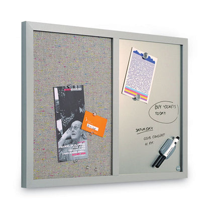 Designer Combo Fabric Bulletin/dry Erase Board, 24 X 18, Multicolor/gray Surface, Gray Mdf Wood Frame