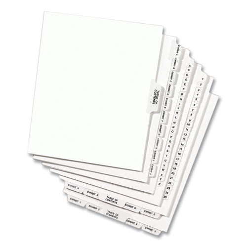 Preprinted Legal Exhibit Side Tab Index Dividers, Avery Style, 10-tab, 11, 11 X 8.5, White, 25/pack