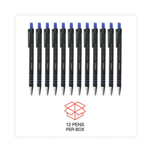 Ballpoint Pen, Retractable, Medium 1 Mm, Blue Ink, Blue Barrel, Dozen