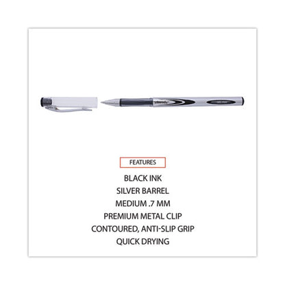 Gel Pen, Stick, Medium 0.7 Mm, Black Ink, Silver/black Barrel, Dozen