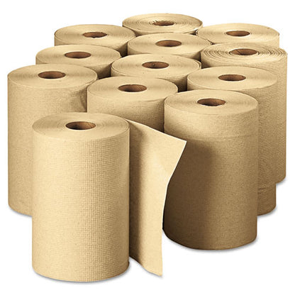 Pacific Blue Basic Nonperforated Paper Towels, 1-ply, 7.88 X 350 Ft, Brown, 12 Rolls/carton