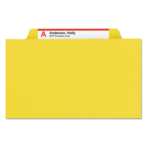 Eight-section Pressboard Top Tab Classification Folders, Eight Safeshield Fasteners, 3 Dividers, Letter Size, Yellow, 10/box