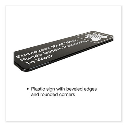 Indoor/outdoor Restroom With Braille Text, 6" X 9", Black Face, White Graphics, 3/pack