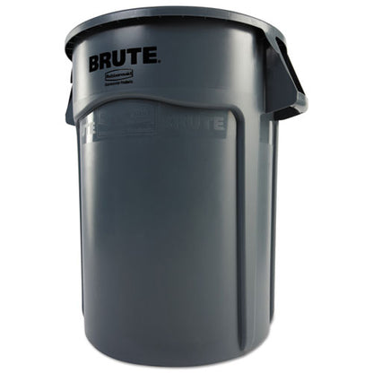 Vented Round Brute Container, 44 Gal, Plastic, Gray