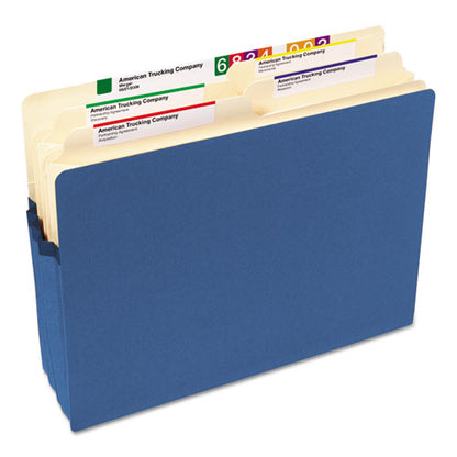 Colored File Pockets, 3.5" Expansion, Letter Size, Blue