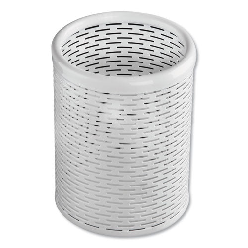 Urban Collection Punched Metal Pencil Cup, 3.5" Diameter X 4.5"h, White