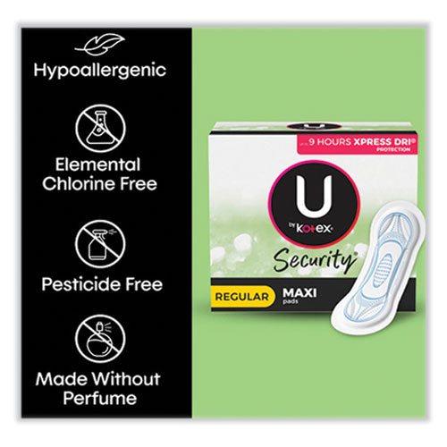 U By Kotex Security Regular Maxi Pads, Unscented, 48/pack