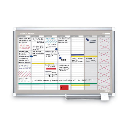 Magnetic Dry Erase Calendar Board, Weekly Calendar, 36 X 24, White Surface, Silver Aluminum Frame