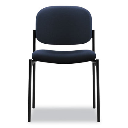 Vl606 Stacking Guest Chair Without Arms, Fabric Upholstery, 21.25" X 21" X 32.75", Navy Seat, Navy Back, Black Base