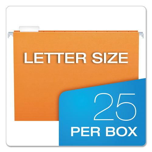 Colored Hanging Folders, Letter Size, 1/5-cut Tabs, Orange, 25/box